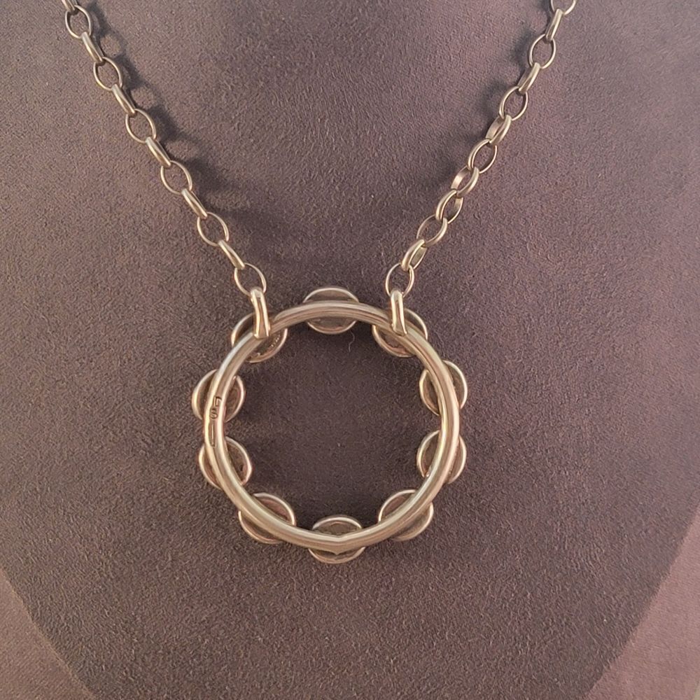 Sterling Dorothy Secatero Navajo Kingman Blue Turquoise Circle Necklace - Picture 10 of 13